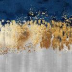 3D abstrakte Marmortapete für Wanddekoration, goldener, blauer, türkisfarbener und grauer Hintergrund